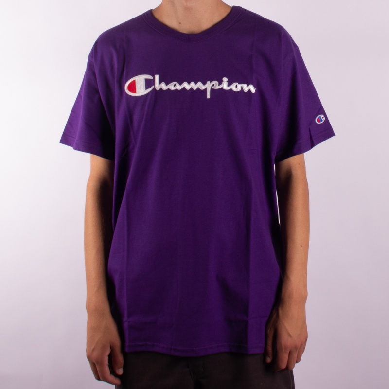 Camiseta Champion Embroidery Trad Logo Script Lilas